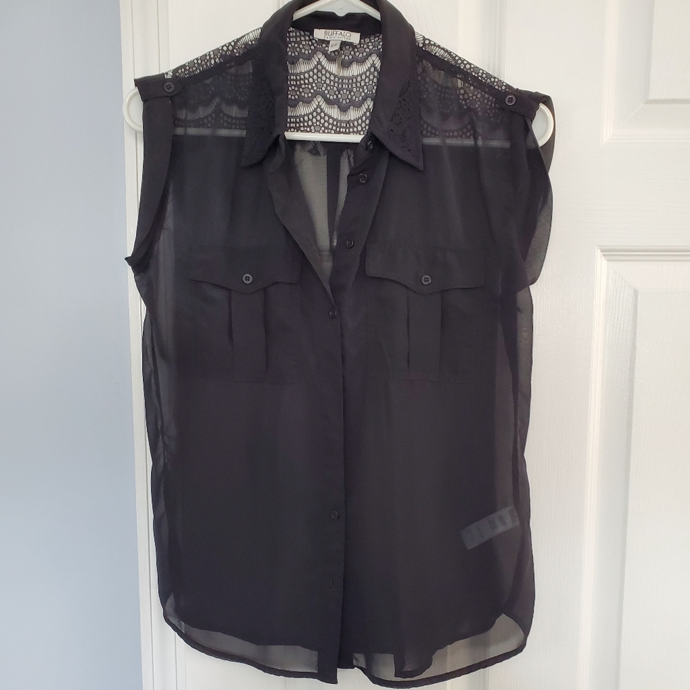 Buffalo. Black sheer top. S